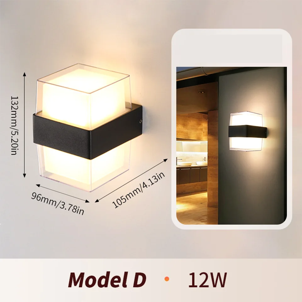 thumbnail image 1 of Lámpara de pared exterior LED impermeable IP66 con sensor de movimiento, iluminación exterior LED, luces de porche, luces de balcón y jardín, lámpara de pared exterior, 1 of 5