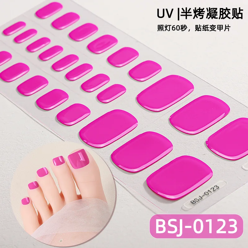 26 Tipps Einfarbig Zehengel Nagelaufkleber Weiß Rot Schwarz Selbstklebende Vollständige Abdeckung Fuß Gefälschte Nagel Maniküre Nagel Gel UV Aufkleber – Detail 11