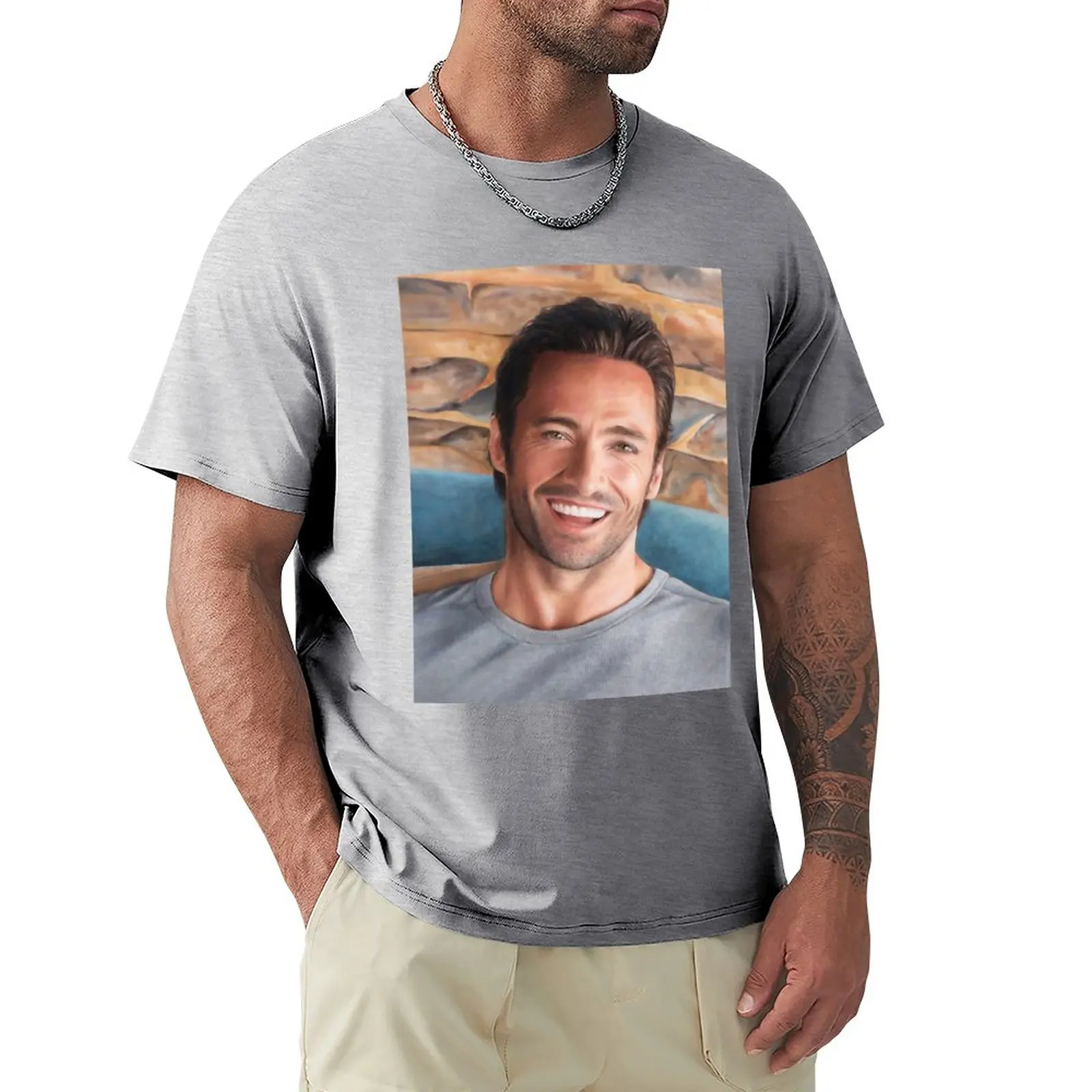 

Hugh Jackman Art T-Shirt sweat oversized slim fit t shirts for men
