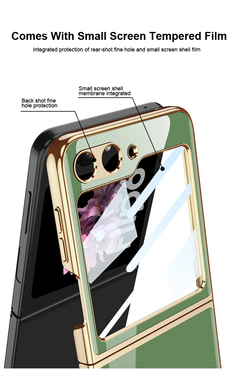 Painted Elk Pattern Glass Case For Samsung Galaxy Z Flip 6 5 Outer Screen Glass