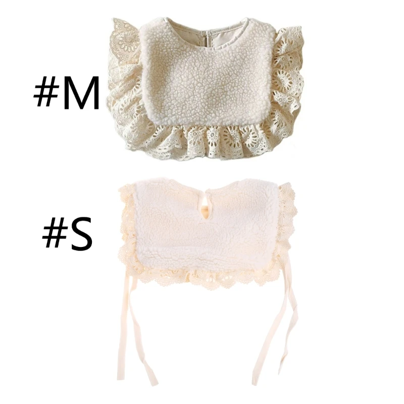 N80C Baby Girls Lace Princess Bibs Solid Color Infants Winter Thicken Vest Toddlers Kids Clothes Accessiory