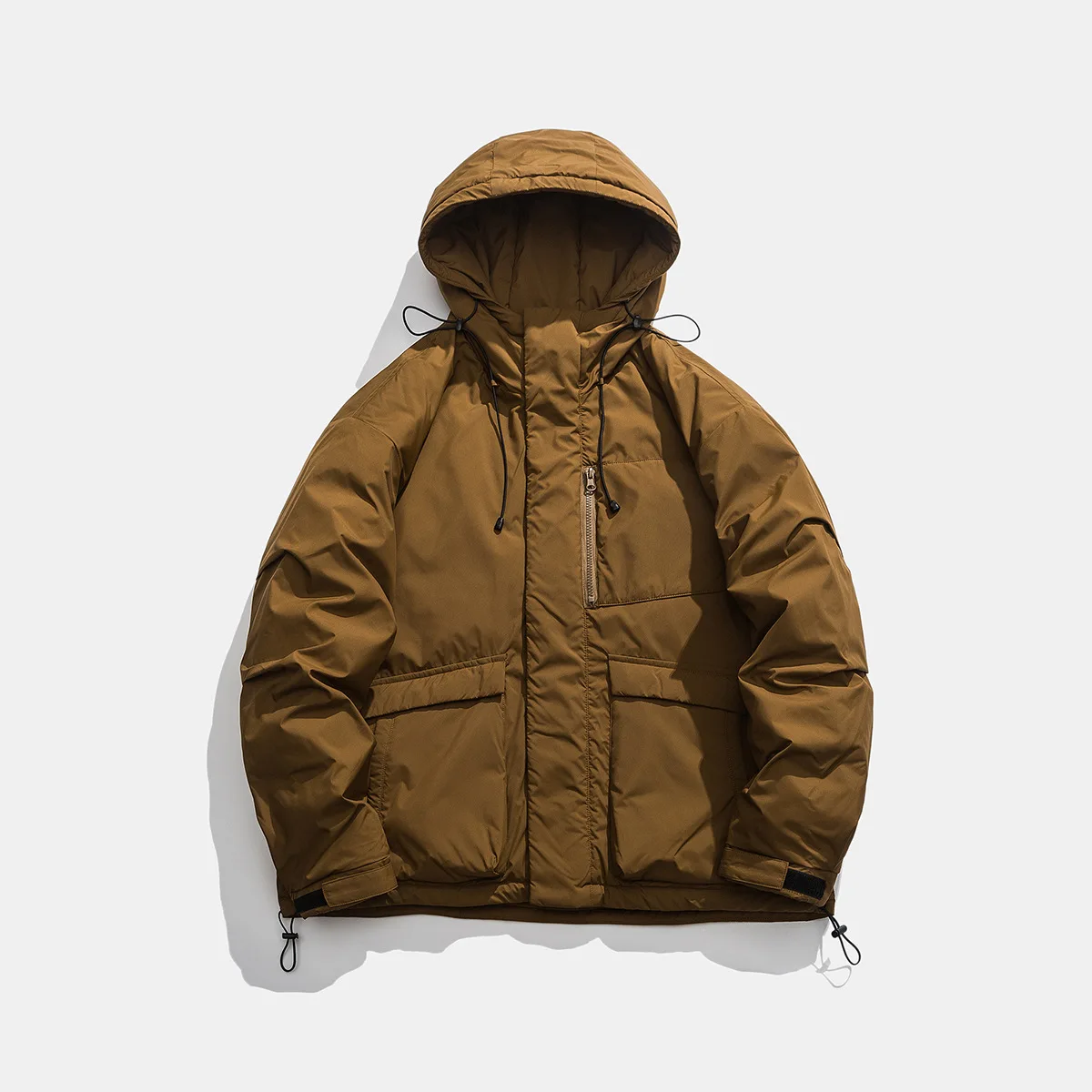 Vintage Winter Thick Warm Hooded Down Jacket Men's Outdoor Functional Wind Multi Pocket Work Jacket