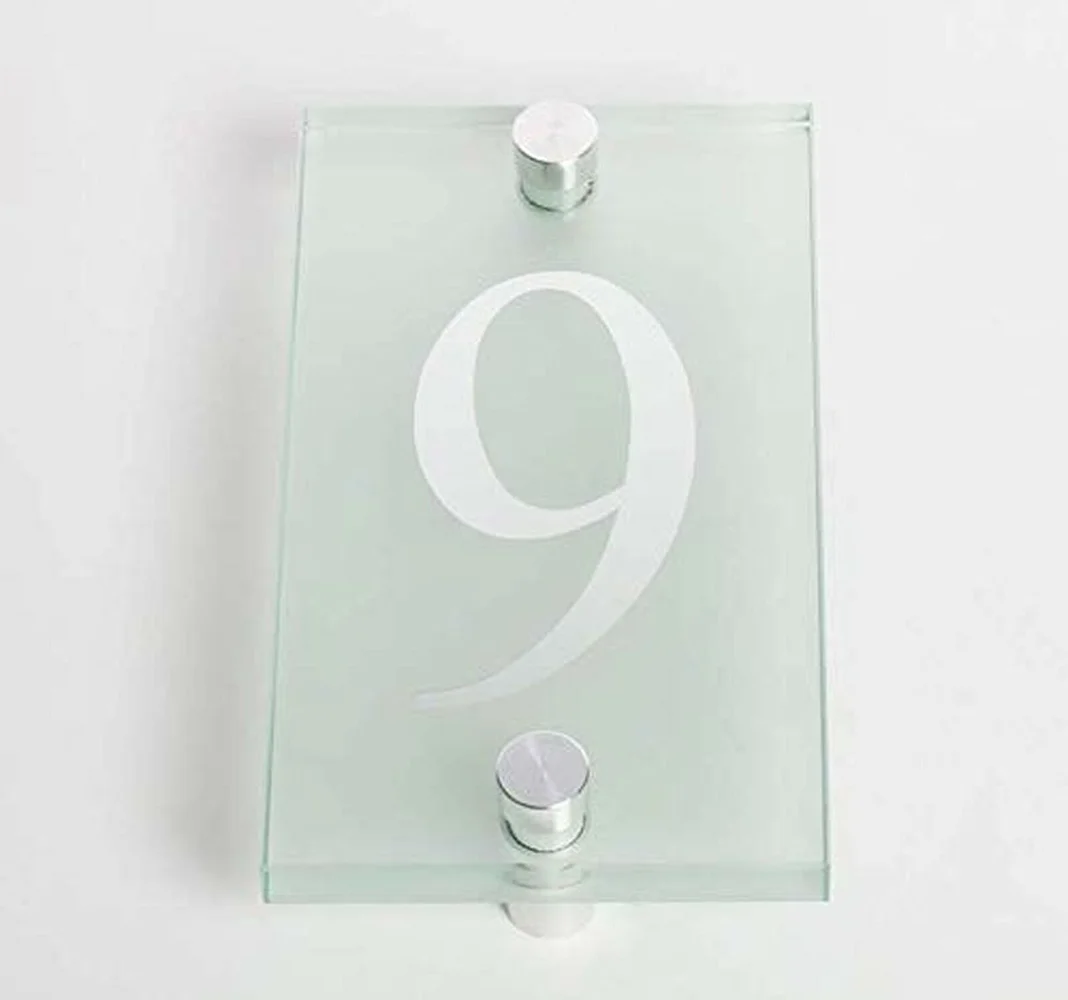 Plaque De Porte Personnalisable En Verre Acrylique Grand Format - Pour Nom De Rue Et Numéro