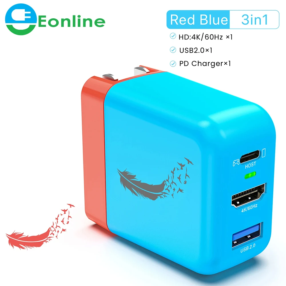Eonline 2D Gan 65W Caricabatterie Tv Docking Station Usb C A 4K 60Hz Hdmi Usb 2.0 Hub Per Nintendo Switch Gan Fast Charger
