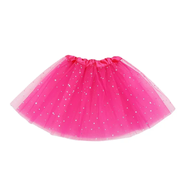 Girls Tulle Star Short Tutu skirt Kids Glitter Dance Skirts For Girl Sequin 3 Layers Tulle Toddler Pettiskirt Child Chiffon 2-8 children skirts