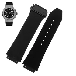 Silicone Waterproof Men's Watch Strap - Durable Rubber Bracelet Wristband - 25mm - 19mm (Black - black - B)