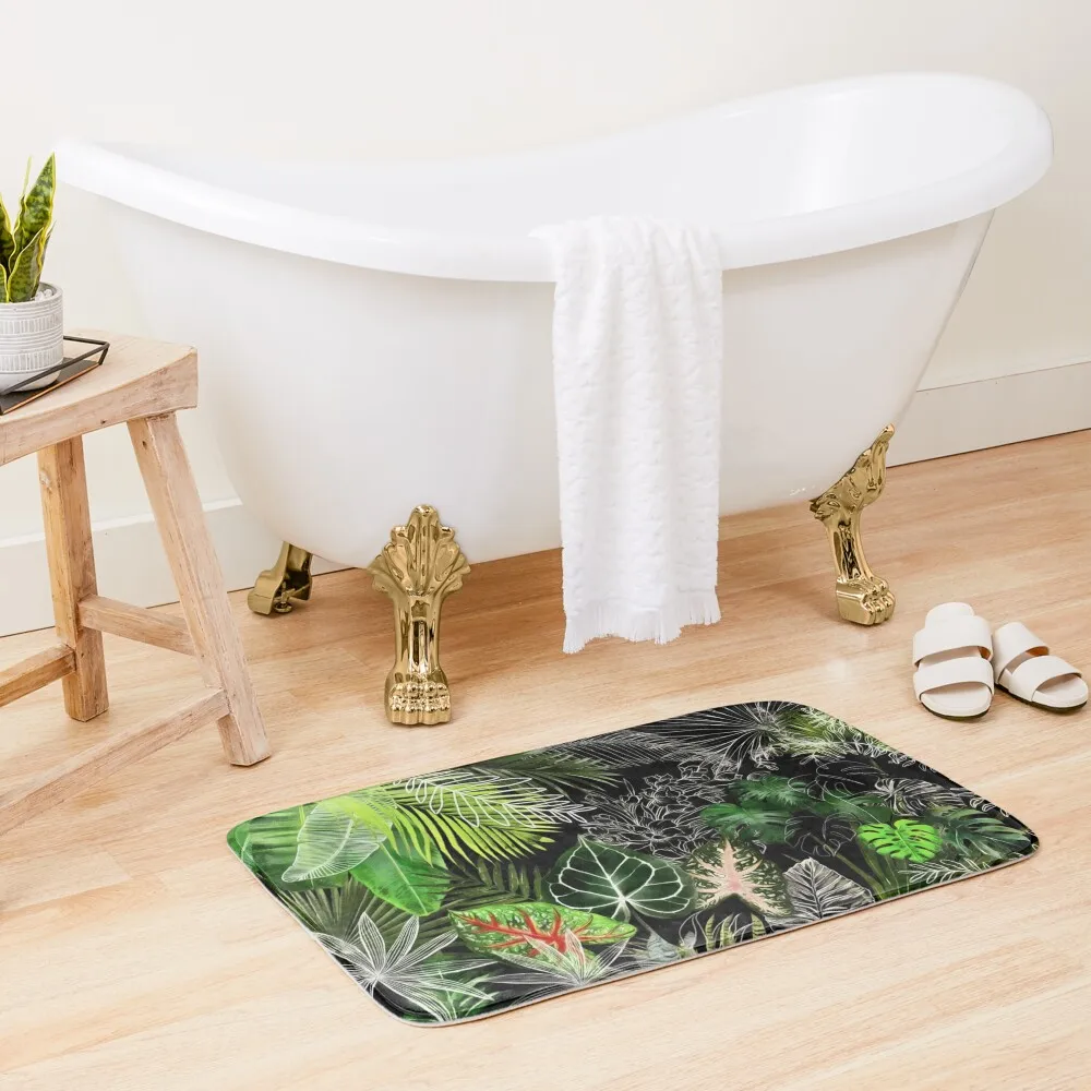 

Tropical Foliage 04 Night Garden Bath Mat Anti-Slip Shower Carpets For Bathrooms Bathtub Carpet Bathroom Deco Mat