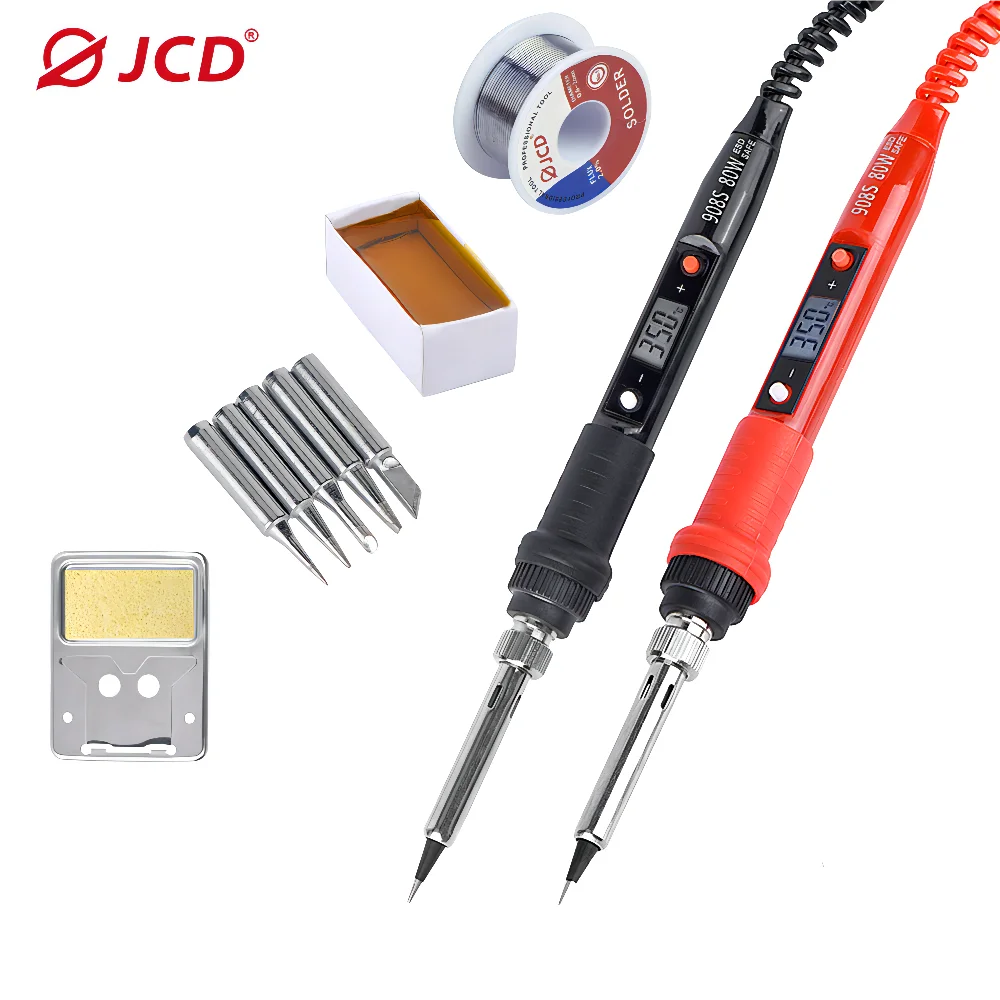JCD-soldadoreléctricoconpantallaDigitalLCD,80W,temperaturaajustable,puntasdesoldador,220V/110V,herramientasdesoldadura,908s-AliExpress