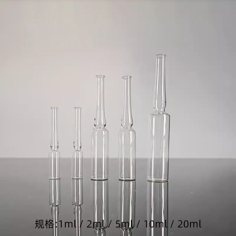 100 커브드 넥 유리 앰플 병, 접기 쉽고 자르기 쉬운 특수 모양의 주입 병, 투명 다크 브라운 1 ml, 2 ml, 5 ml, 10 ml, 20ml