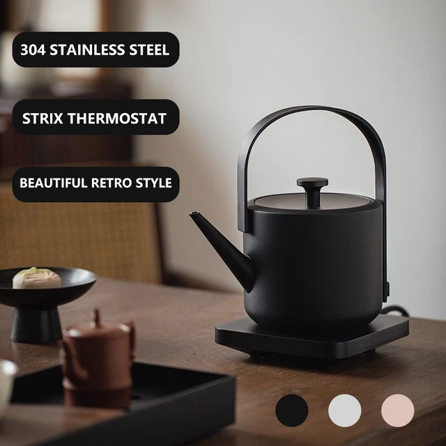 220V Retro Electric Kettle Fully Food Grade 304 Stainless Steel No Plastic  Water Boiler 1200W Fast Boiling Japanese Style Teapot