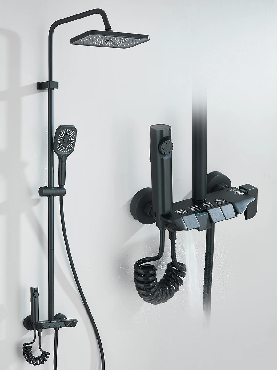 Système de douche de Piano à 4 voies, avec douche de pluie, robinet de Bidet, mélangeur d'eau chaude et froide pour salle de bain, Kit de douche