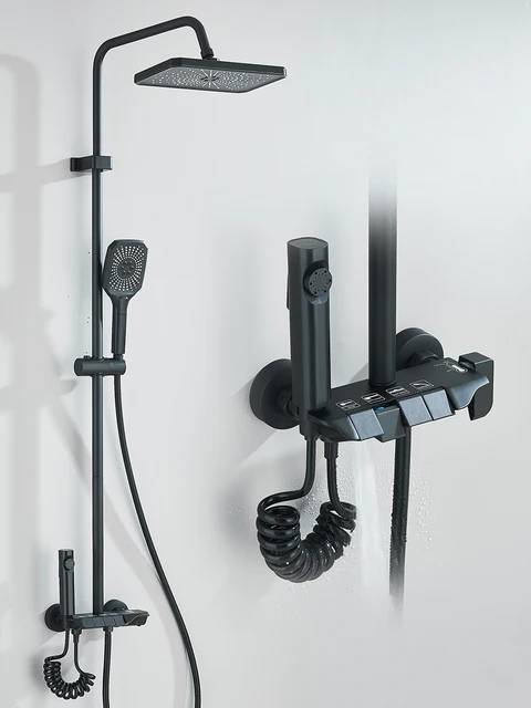 4-way Piano Shower System With Rain Shower Bidet Faucet Hot Cold Water Mixer For Bathroom Shower Kit