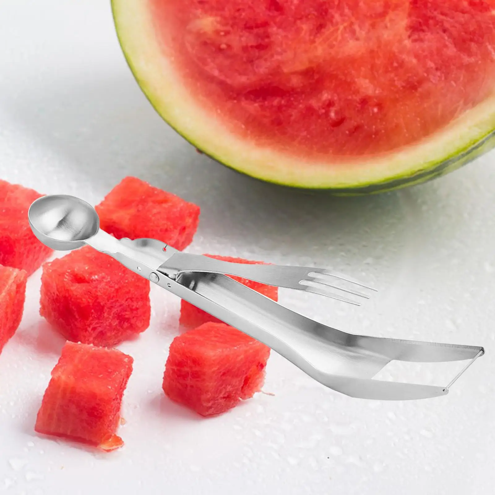 Fruit Fork Cutter Scooper Tool Easy Cleaning Lightweight Watermelon Cutter Spoon Tool for Picnics Camping Summer Home Bar