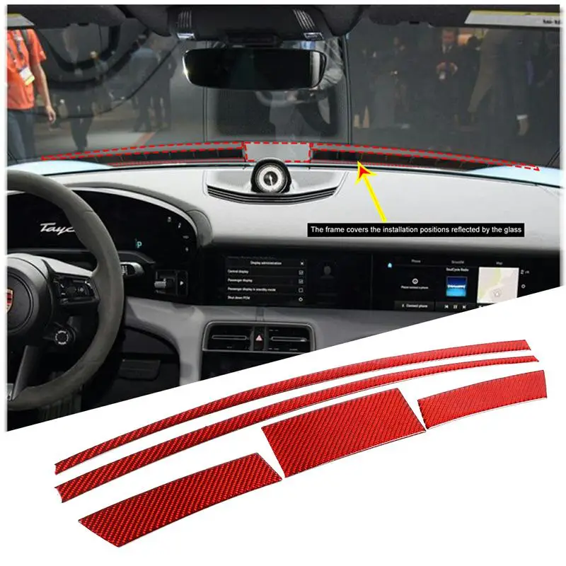 

For Porsche Taycan 2019 2020 2021 2022 Soft Carbon Fiber Car Dashboard control Trim strip sticker Car Accessories