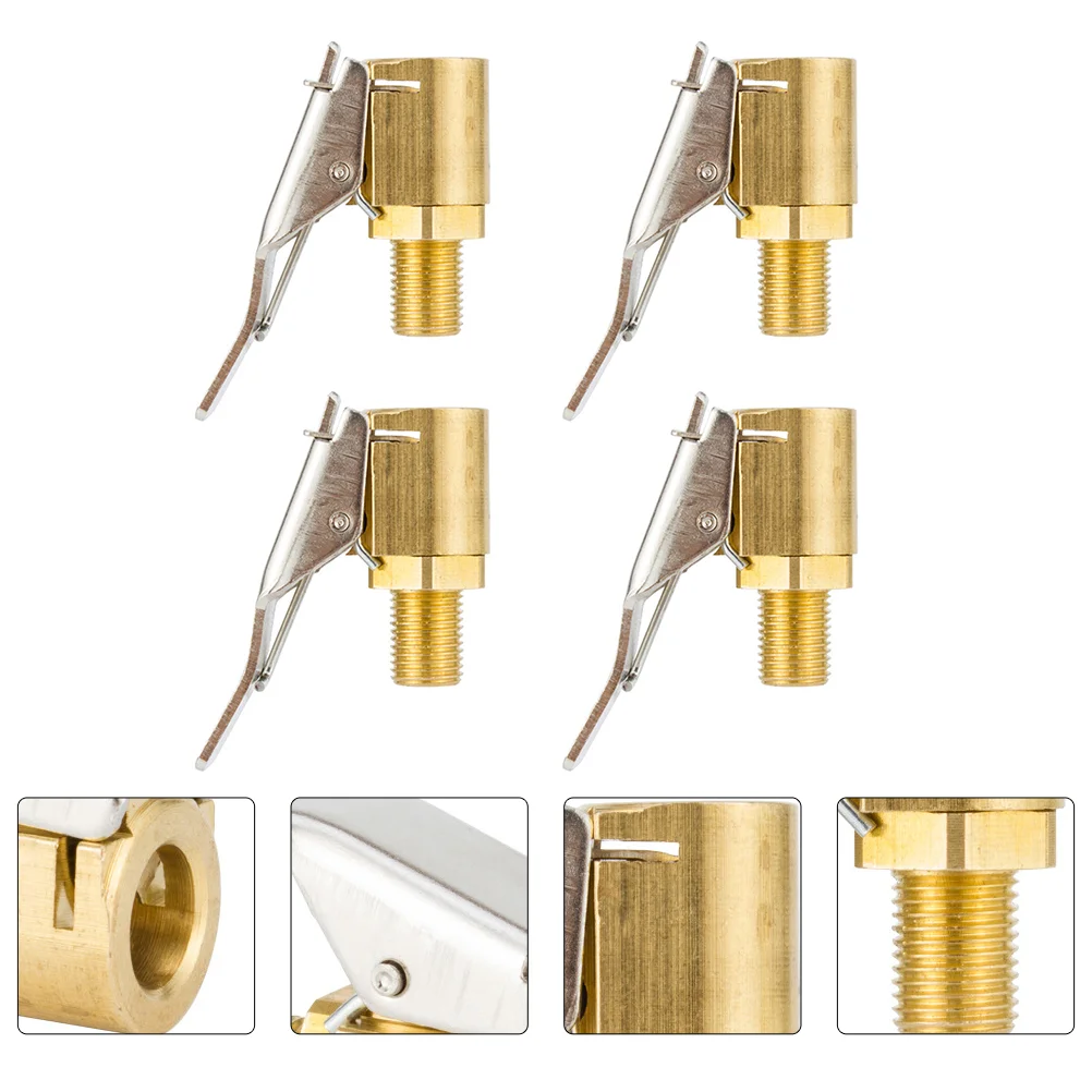 

4pcs Open End Air Chuck Brass Heavy Duty Open Flow Lock On Tire Chuck with Clips for Inflator Gauge Compressor Accessories
