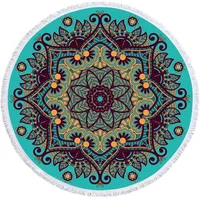 Mandala Geometric Round Beach Towel Tassels Bohemia Microfiber Bath Shower Towel For Kids Adults Picnic Yoga Mat Bikini Cover Up 1