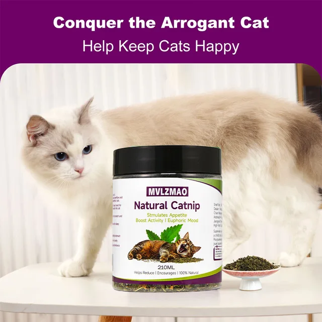 Cat Toys - Silvervine Catnip for Cats, 100% Natural Catnip Catnip Herbal Tea Loose Leaf, 210ML, Safe for All Cat Ages Pet Supply 2
