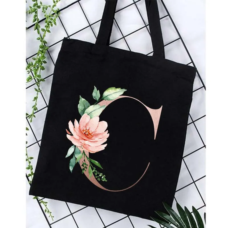 Alphabet Print Bridesmaid Totes Canvas Shopping Bags Bridal Bachelorette Party Shoulder Bag Fashion Beach Handbags Wedding Gifts 