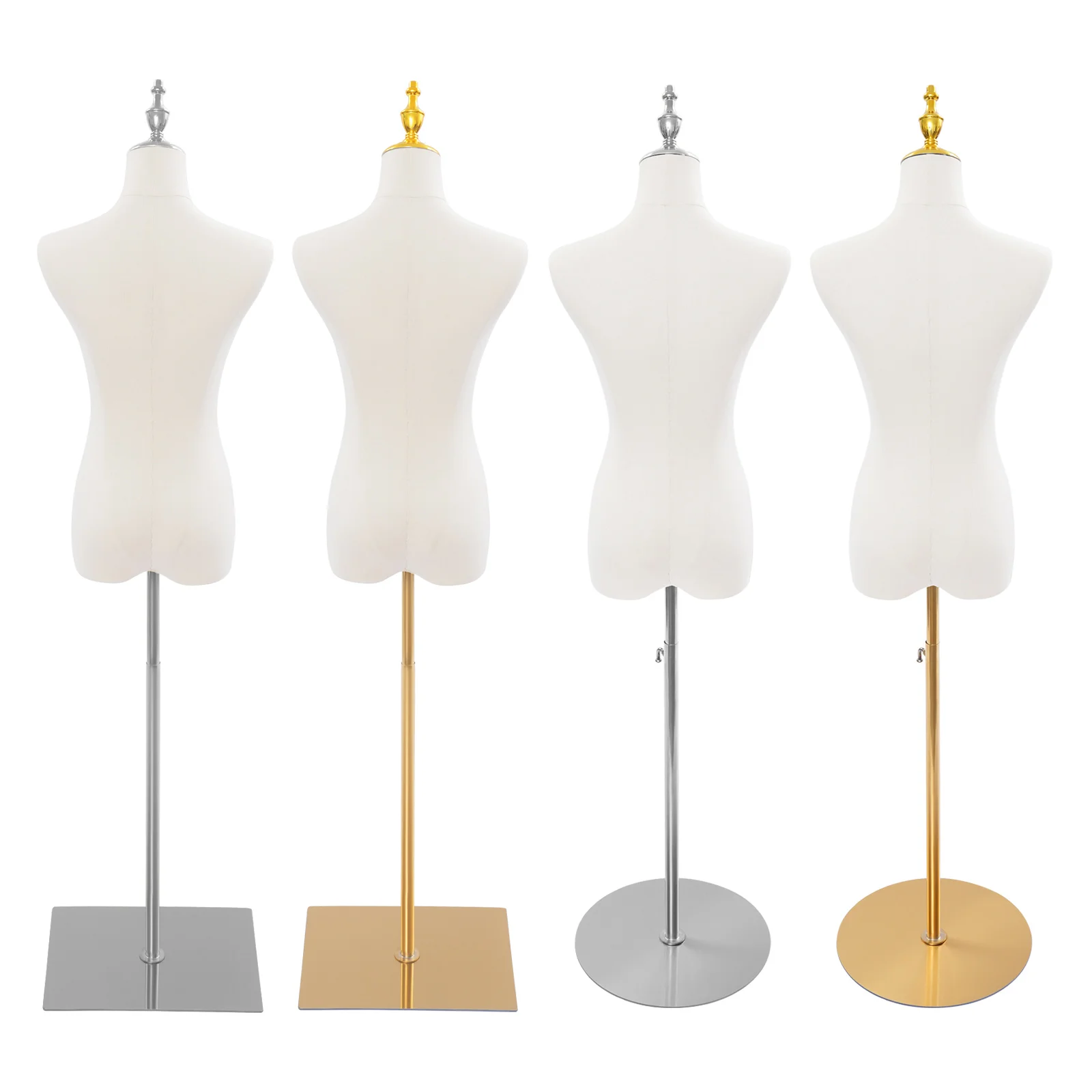 Weiblicher Modell-Torso mit quadratischem/rundem Boden in Silber/Gold, verstellbarer weiblicher Schaufensterpuppen-Bekleidungsgeschäft, Hochzeitskleid-Ausstellungsstand – Detail 9