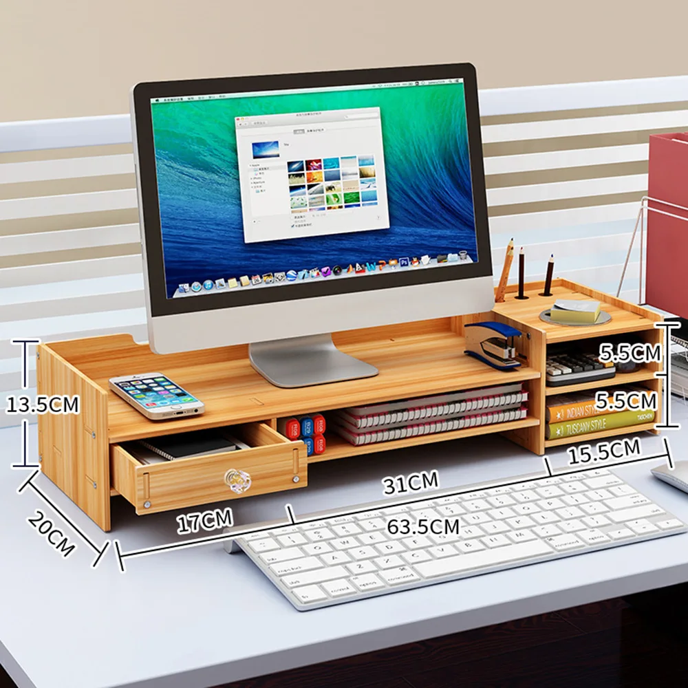 Lychee Life Computer Monitor Mounting Bracket Solid Wood Desktop Screen Mounting Desktop Bracket Support computer monitor bracket