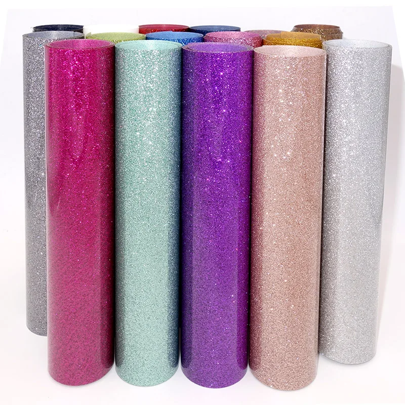 Glitter Heat Transfer Vinyl Iron On T-shirt DIY Craft For Clothes HTV Shirt High Elastic Decor Film Easy To Cut 25cm Wide