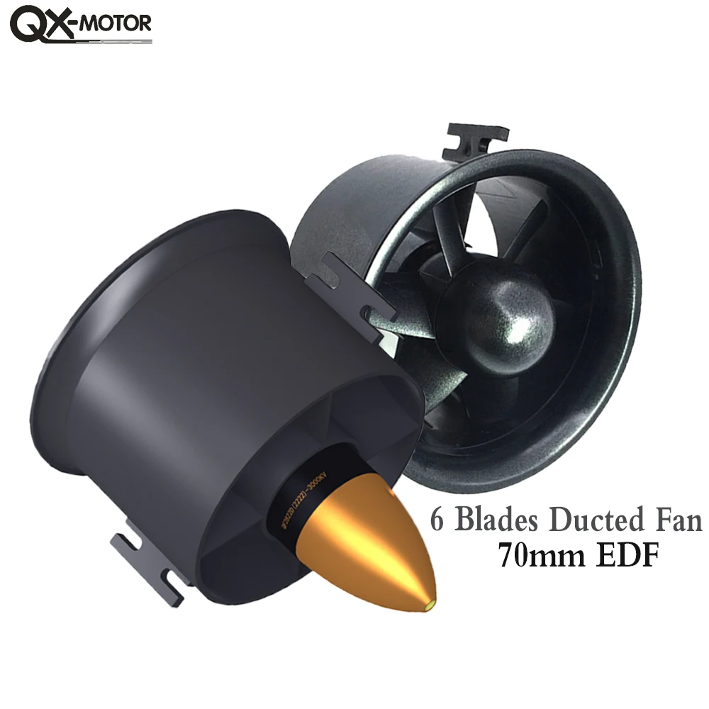 70mm EDF Ducted Fan With QF2822-3000KV Brushless Motor - 6 Blade RC Airplane Power System