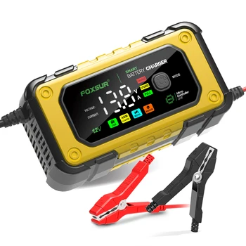 Caricabatteria per auto 12V 7A Manutentore batteria digitale Schermo a colori Carica rapida intelligente per batterie al piombo AGM in gel di calcio