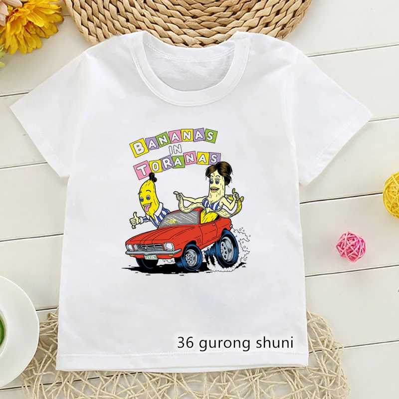Banana In Pyjama Cartoon Print Tshirt Girls/Boys Harajuku Kawaii Kids Clothes Funny White T Shirt Children'S Clothing T-Shirt 2