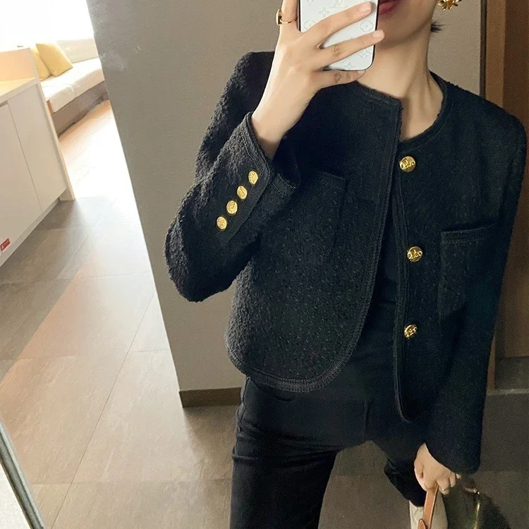 ★韓国人気★MIAE★Line button tweed jacket New Buttons Tweed Jacket - Design by Korea (2 Colors)