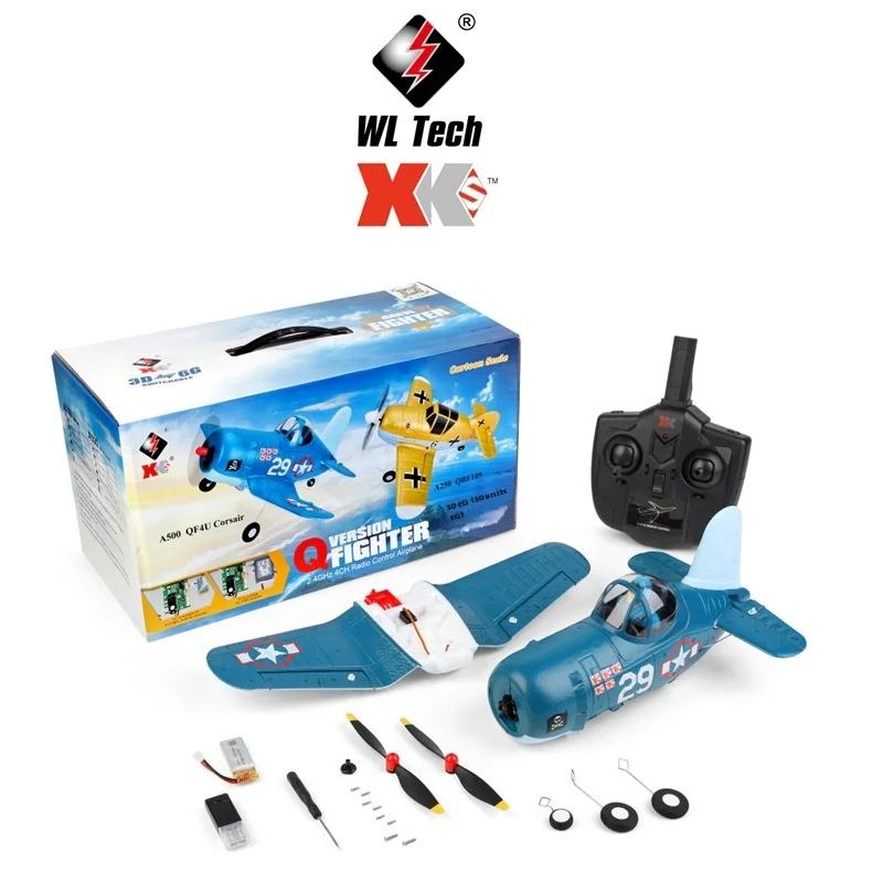 WLtoys XKA500 RC 비행기 4채널 전동 F4U 코세어 전투기 모델 고정익 원격 조종 폼 항공기 장난감 (성인 및 어린이용)