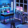 L Shaped Gaming Desk with LED Lights, Pegboard and Drawers, Gaming Desk with Hutch, Computer Desk with Monitor Stand, Sto 6