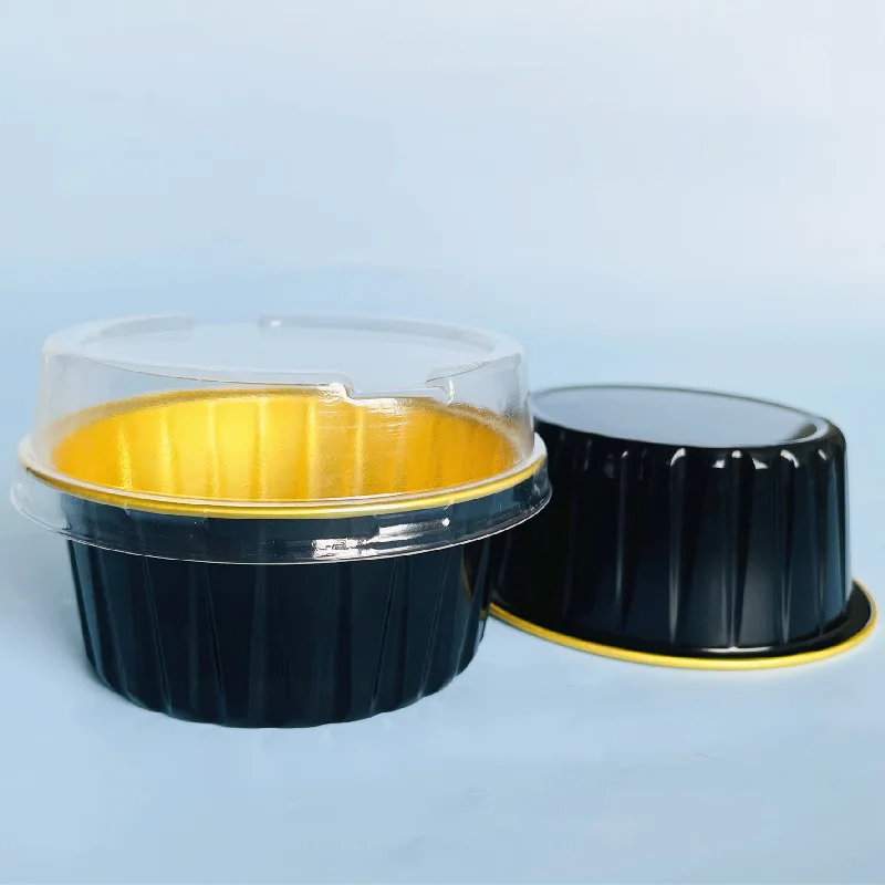 Confezione 50 Tazze Per Cupcake In Alluminio Con Coperchi – Oro/Nero 125 Ml Per Dolci E Muffin - 4