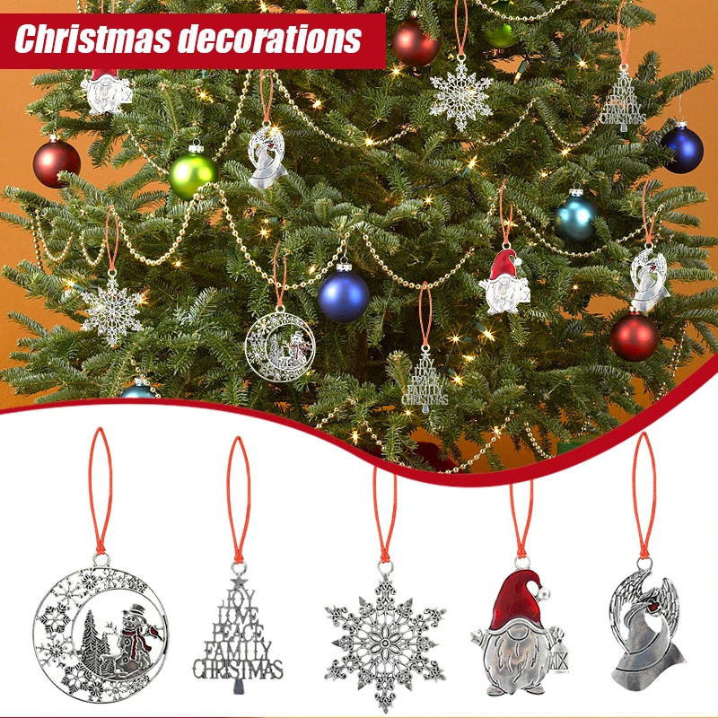 

Christmas Metal Pendant Faceless Gnome Snowflake Angel Hanging Ornaments for Christmas Tree Home Decor Noel Party New Year Gift
