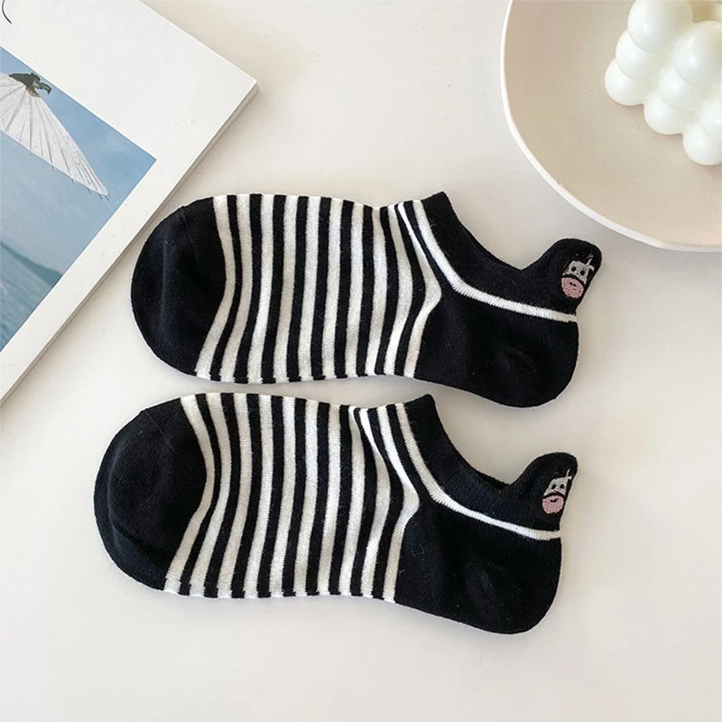 5 Paar Damen socken schöne Kuh muster kurze Socken kreative Drucks ocken Knöchel socke – Detail 10