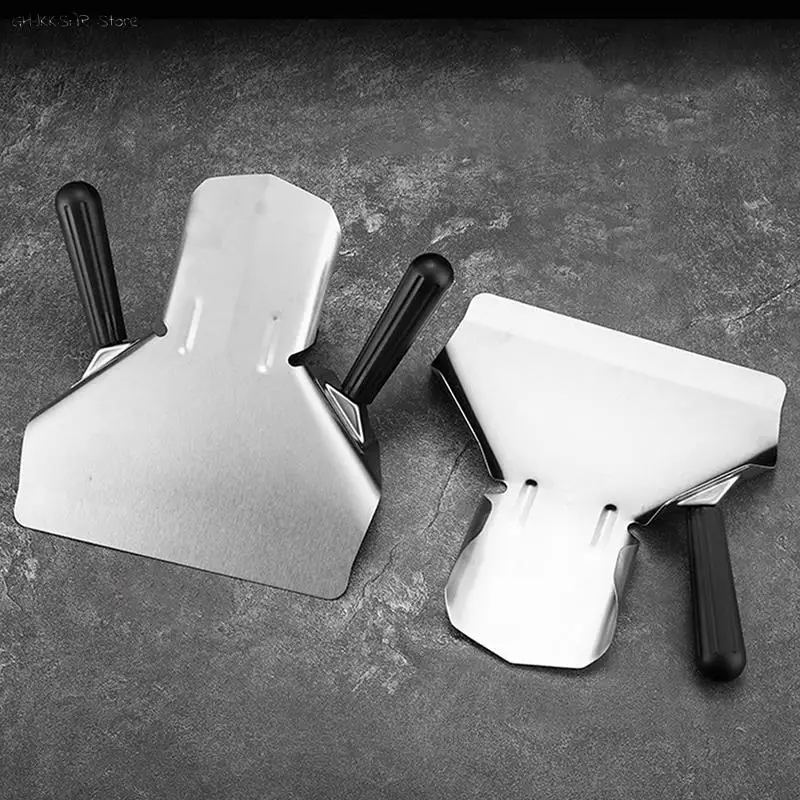 Chip Scoop Food Shovel Single/Double Handles Grip French Fries Stainless Steel Kitchen Tools Shovel Fries Burger Packaging Tool