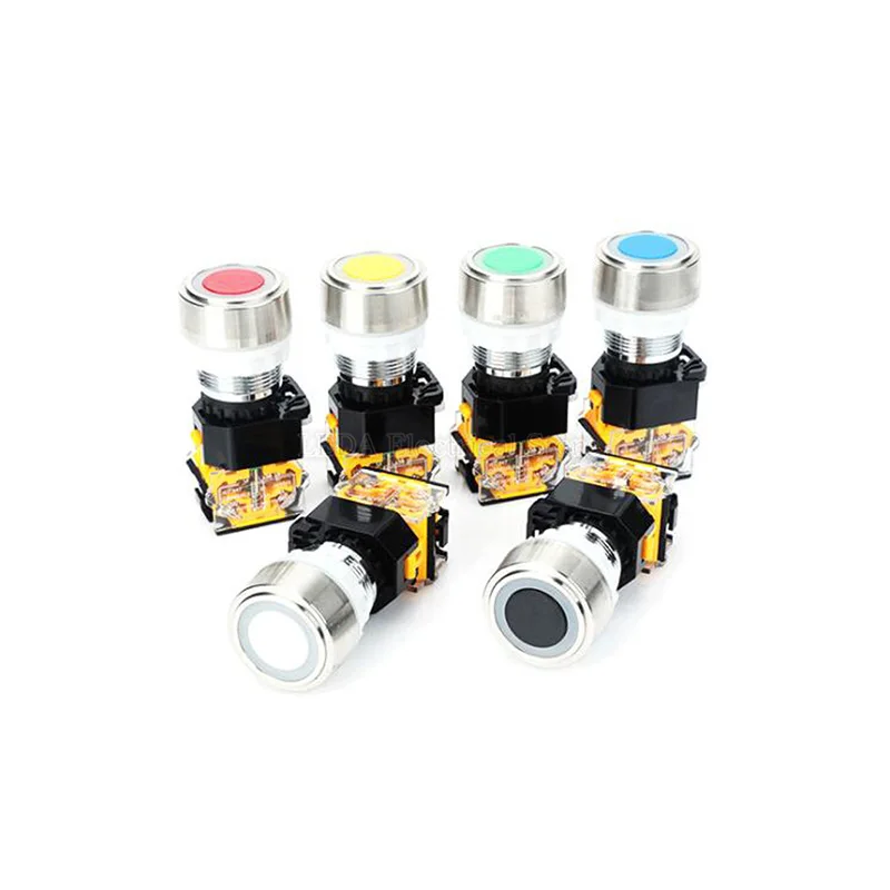 

1Pcs Control Button Flat Head Self Reset Circular Inching Start Stop Power Switch