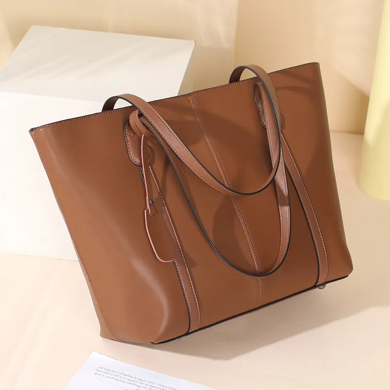 Leather Women's Bags European And American Style Tote Bag Fashion Oil Wax  Leather Shoulder Bag Versatile Large Capacity Handbag - AliExpress