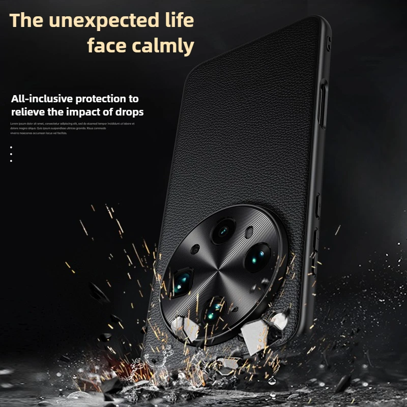 Premium Genuine Cowhide Litchi Leather Hard Cover - Full Protection Case in Elegant Design