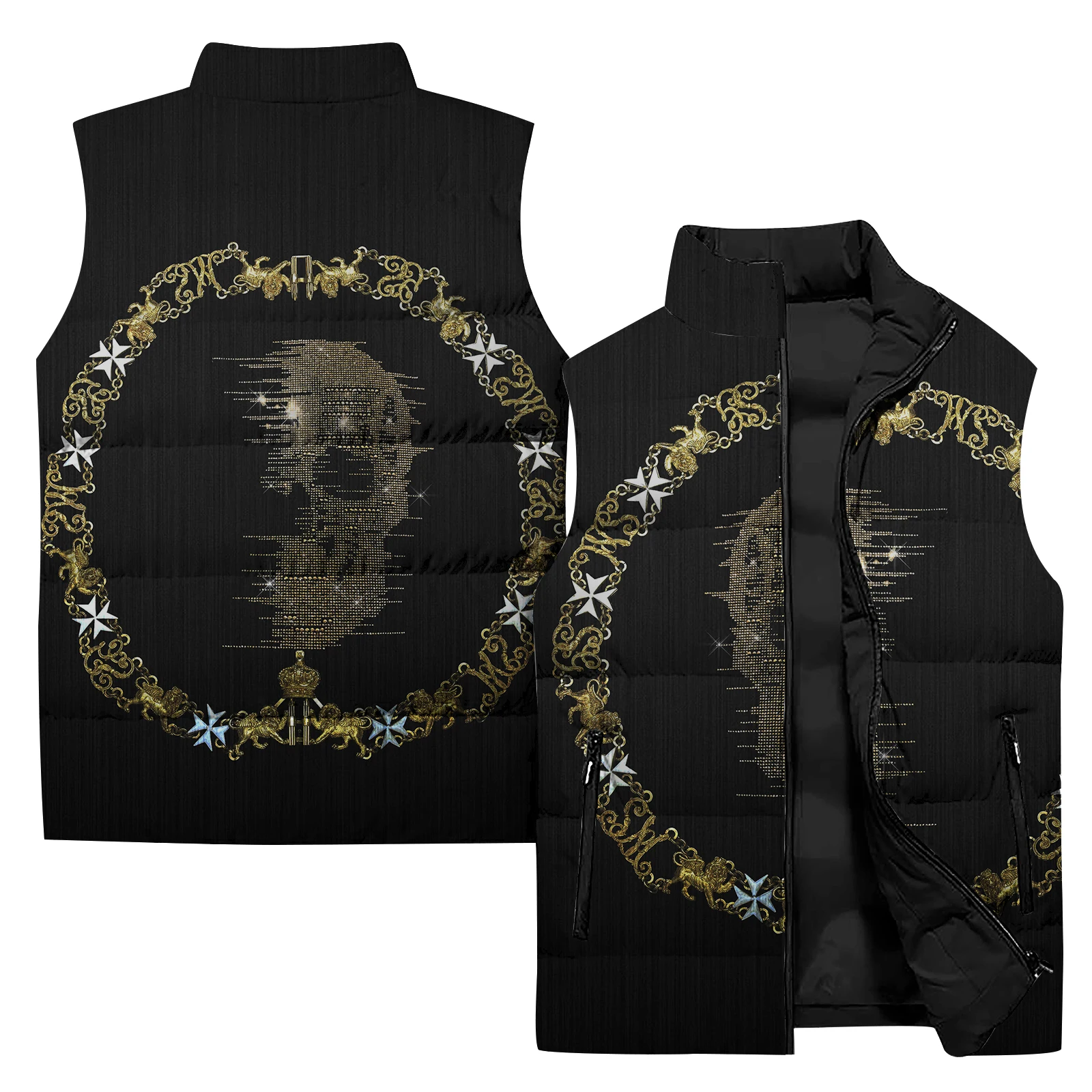 thumbnail image 1 of Chaleco con estampado digital 3D de calavera para hombre, chaleco aislante para hombre, esqueleto, duradero, moderno, moderno, asequible, de alta calidad, cálido, Weste, 1 of 5