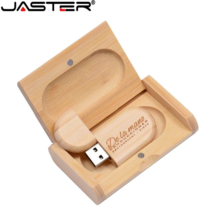 USB flash drive Flash drive JASTER 5 PCS/LOT USB Flash Drive Wooden Box Pen Drive Wood USB2.0 Free Custom Logo 32GB 64GB Memory Stick for Gift 4GB 8GB 16GB