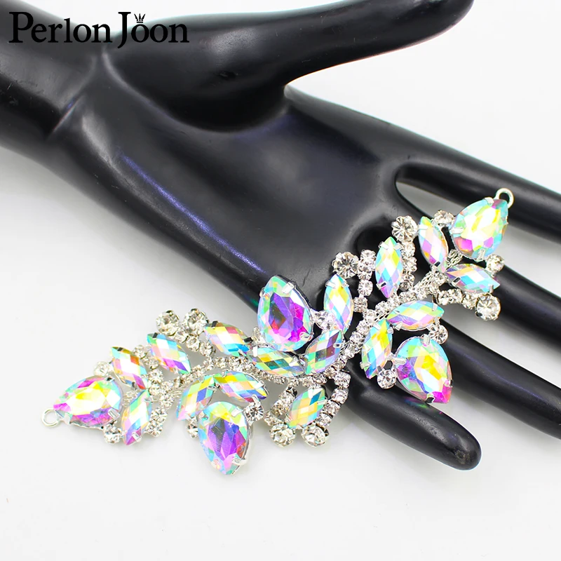takken bladeren goud zilver AB kleur kristal applique glas strass decoratieve patch genaaid schoenen bruiloft accessoires YHX089 – Detail 17