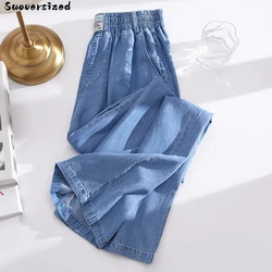 Oversize 4xl Thin Stretch Wide Leg Jeans Women Baggy Pants High Waist Denim Trousers Casual Capris Vaquero Streetwear Pantalones