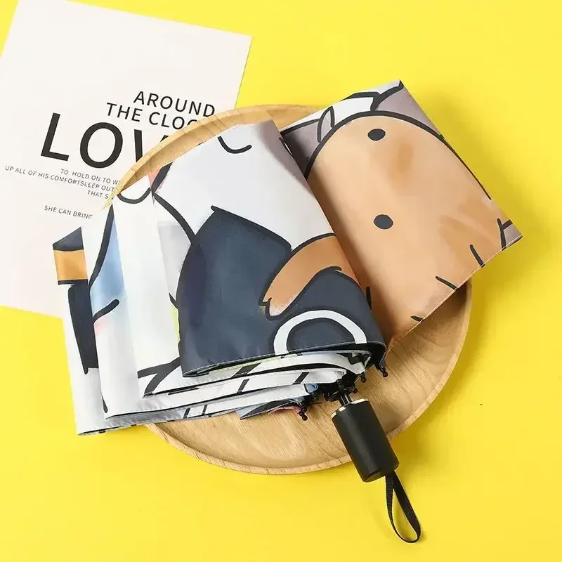 Portable Sunscreen Umbrella Sunscreen Automatic Folding Sun Umbrella Dual-purpose Men's New Sun Women's Black Rubber