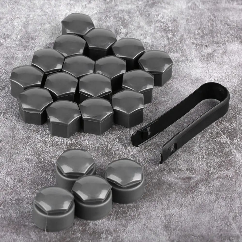 20 PCS Gray Protective Lug Nut Covers with Removal Tool - 17mm Dust Caps