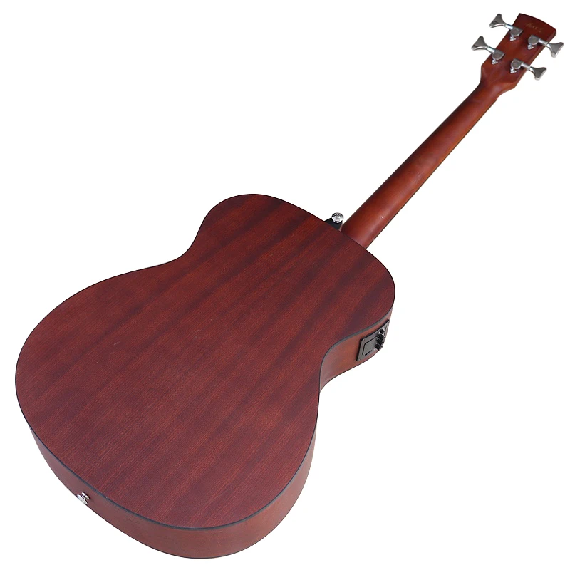 43 Inch Jumbo Bass Acoustic Bass Guitar F Hole Full Flame OAK Fretless 4 String Guitar with EQ Electric Acoustic Gutiar