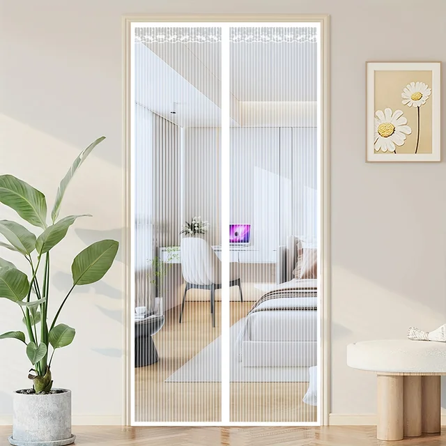 Écran de porte magnétique sans couture – Moustiquaire à joint solide, installation facile et maille en polyester lavable pour chambre à coucher/cuisine/salon 3