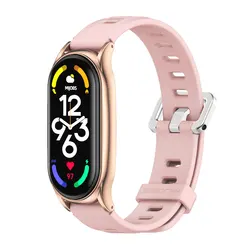 Versatile Silicone Strap for Mi Band Smart Bracelets (Hole Pink)