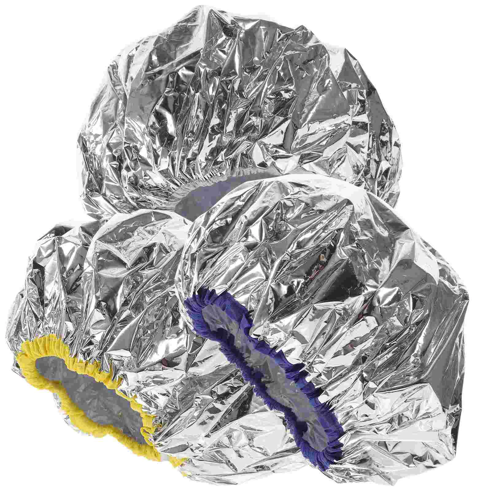 3 Pcs Tin Foil Hair Mask Cap Treatment Dye Caps Conditioning Hat Disposable Assorted Color Salon Use Baking for 4