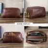 Genuine Leather Men Travel Cosmetic Bag Password Designer Portsble Toiletries Kit Organizer Makeup Wash Pouch Large Capacity 3