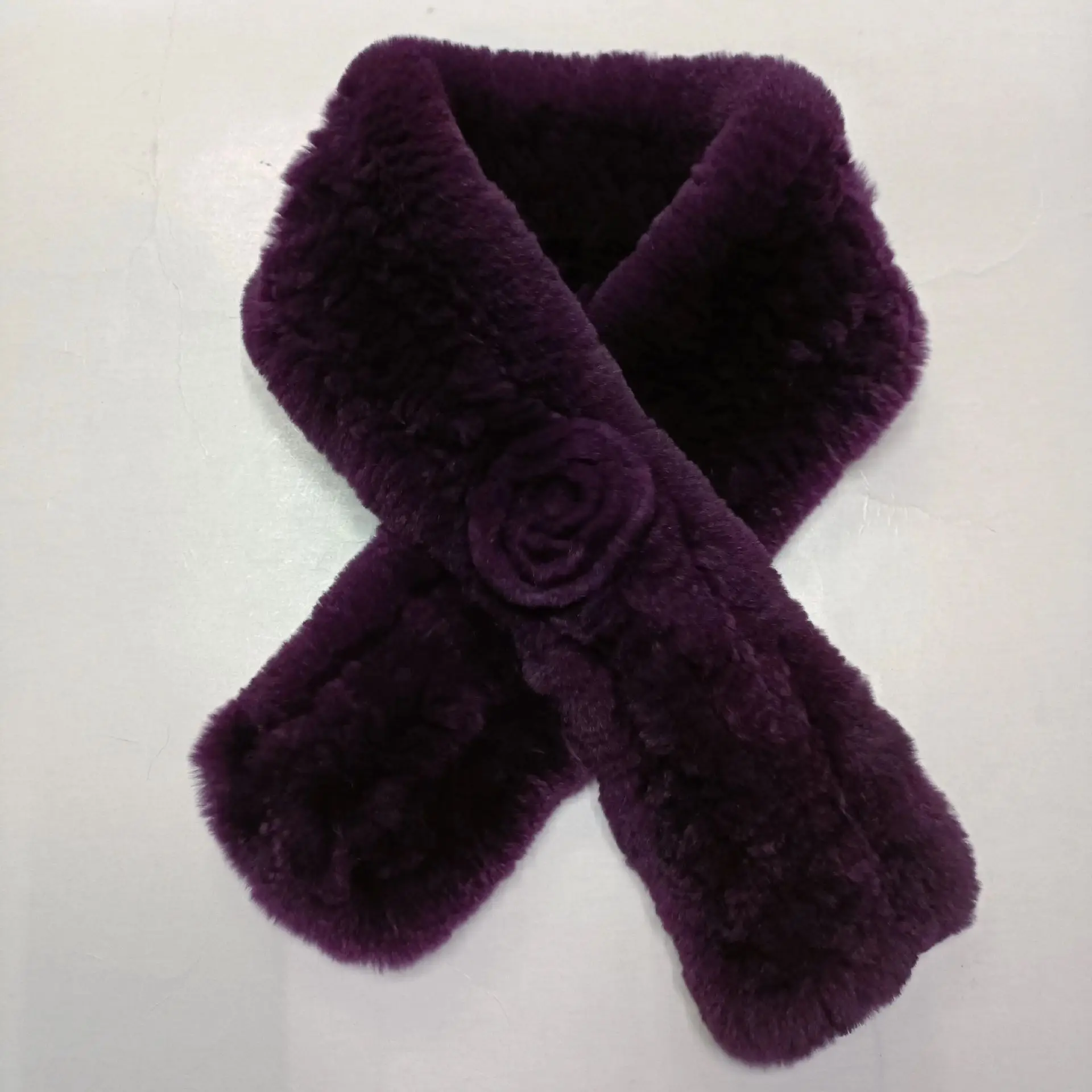 Damen verdickter echter Rex-Kaninchenfell-Halswärmer-Schal mit Blumenmuster, warme und stilvolle koreanische Version, Herbst-Winter-Modeaccessoire – Detail 22